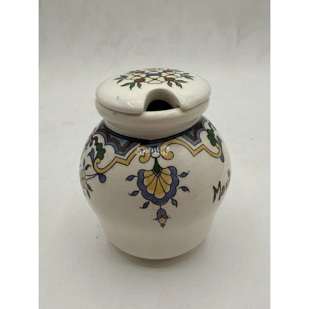 Vintage DIGOIN & SARREGUEMINES  MUSTARD JAR with Lid ~ Made in FRANCE